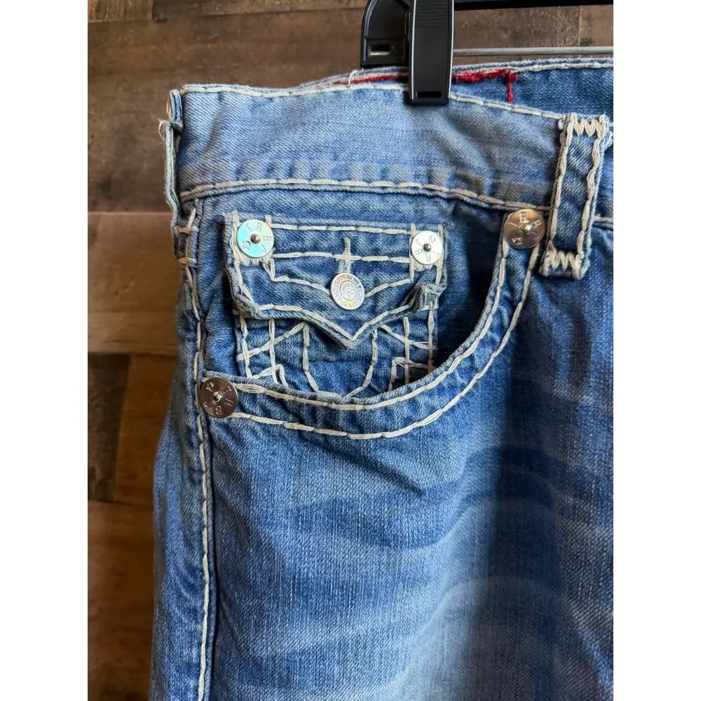 True Religion Ricky Super T Straight Leg Denim Jeans - Size 38 - (Made in USA)